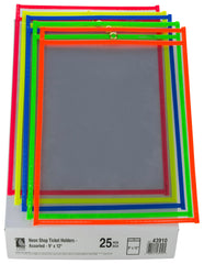 DRY ERASE POCKET REUSABLE 9X12 ASST NEON COLORS PACK OF 25