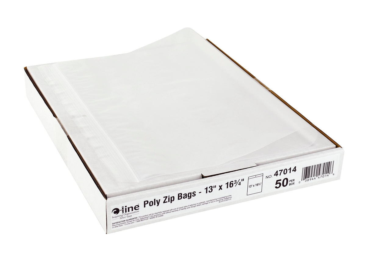 POLY ZIP BAGS 13X16.75 IN CLEAR PK OF 50 CLI47014
