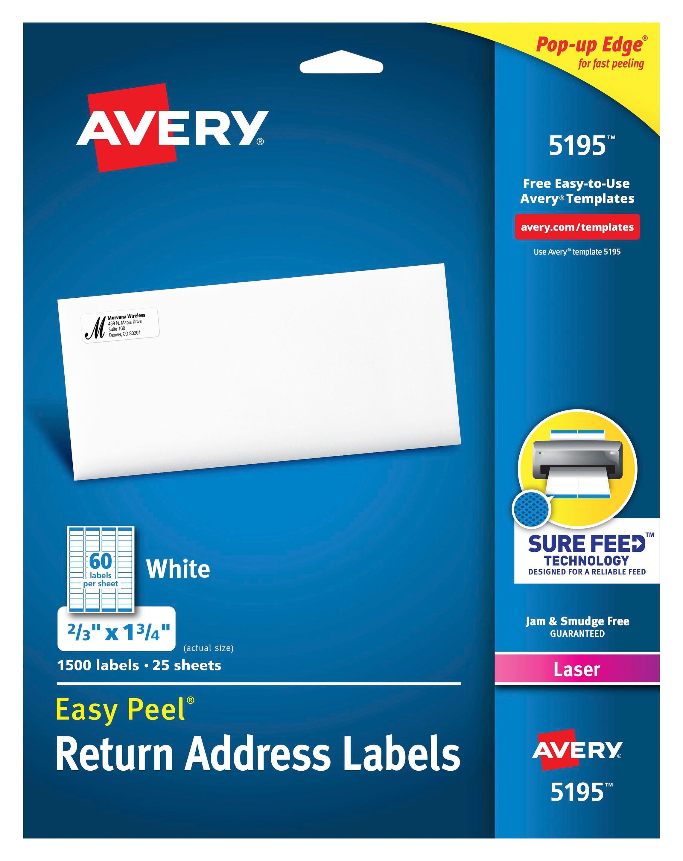 LABEL LASER RETURN ADDRESS 2/3 X 1-3/4 IN PK OF 1500 AVE5195