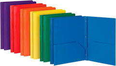 FOLDER 2-POCKET POLY W/PRONGS ASST COLOR SET OF 12