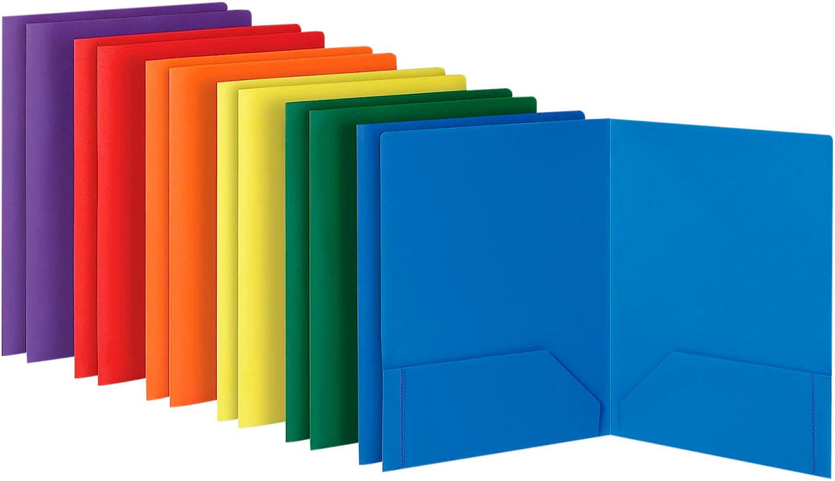 FOLDER 2-POCKET POLY ASST COLOR SET OF 12