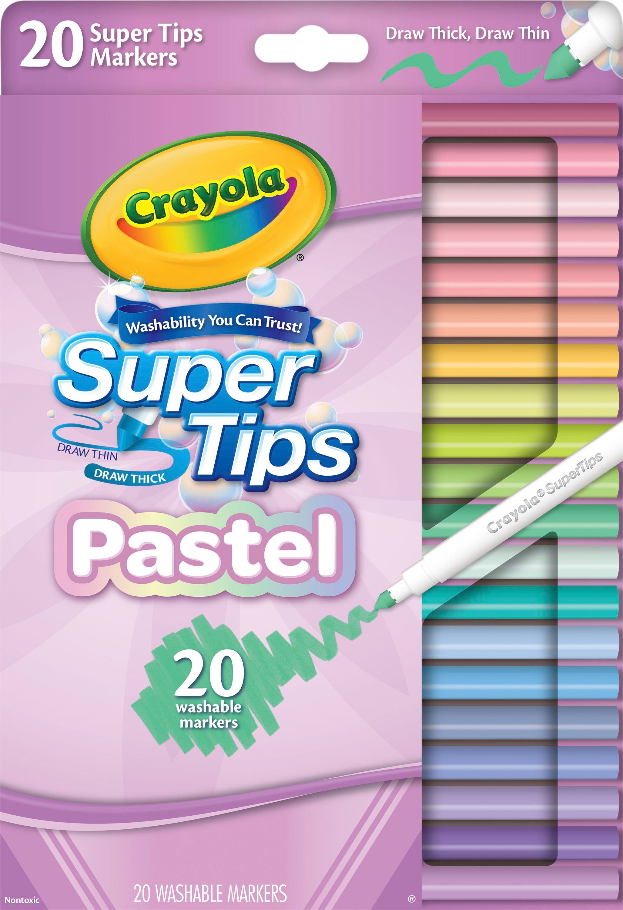 MARKERS WASH CRAYOLA SUPER TIPS ASST PASTEL SET OF 20