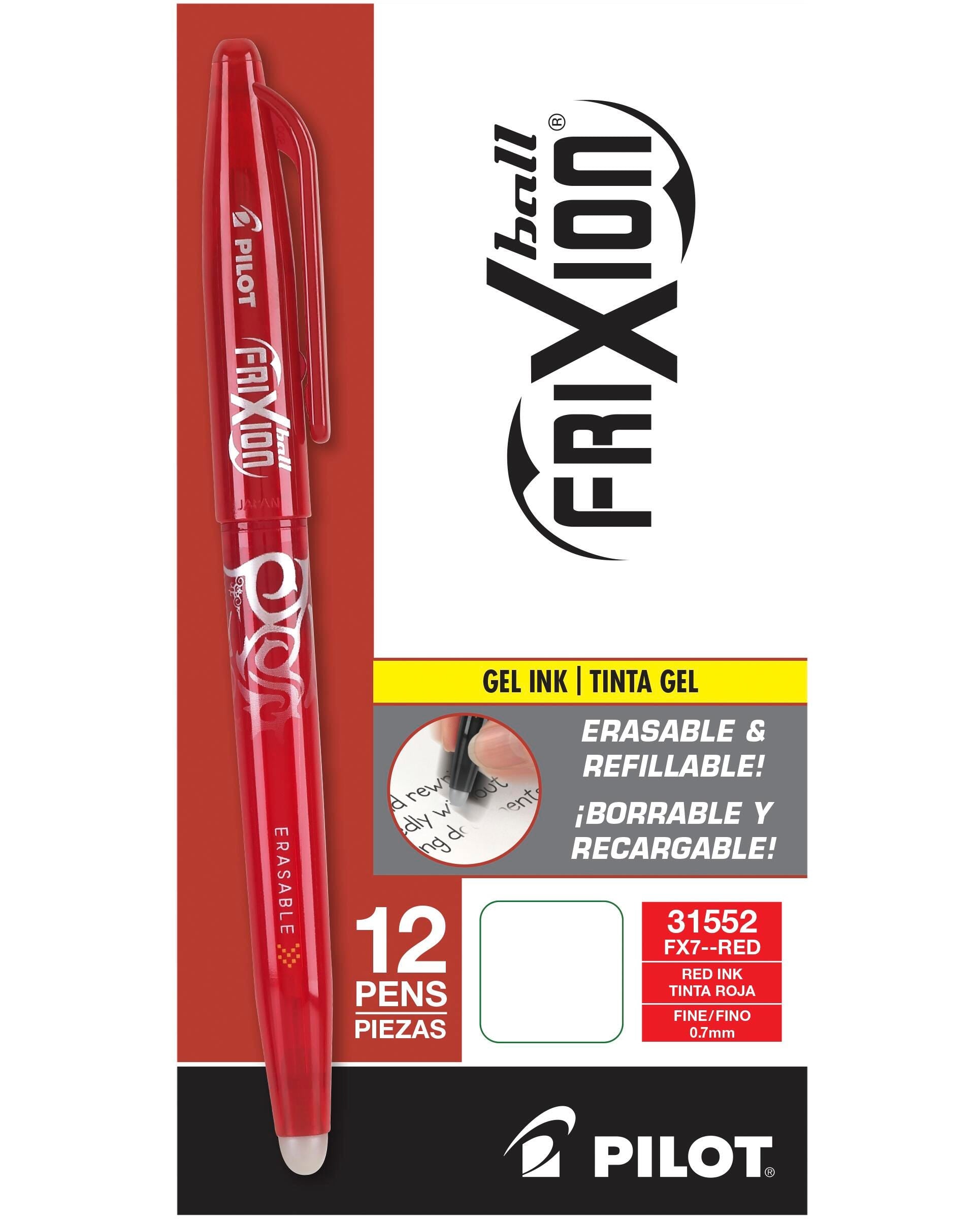 PEN FRIXION CLICKER STICK 0.7MM RED PACK OF 12