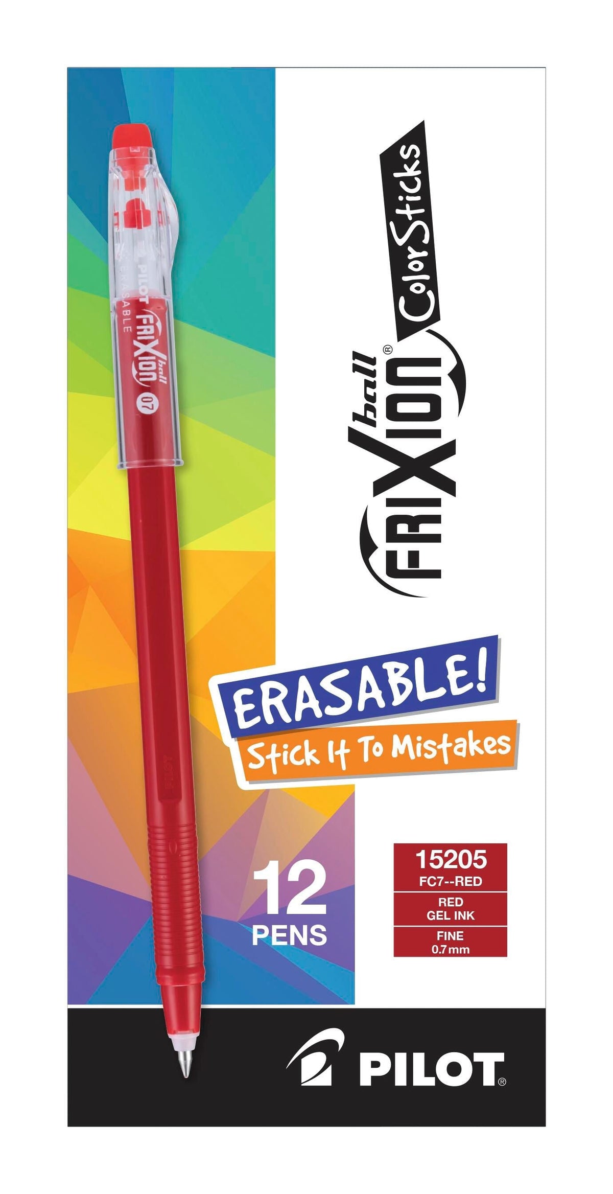 PEN FRIXION COLORSTICKS 0.7MM RED PACK OF 12