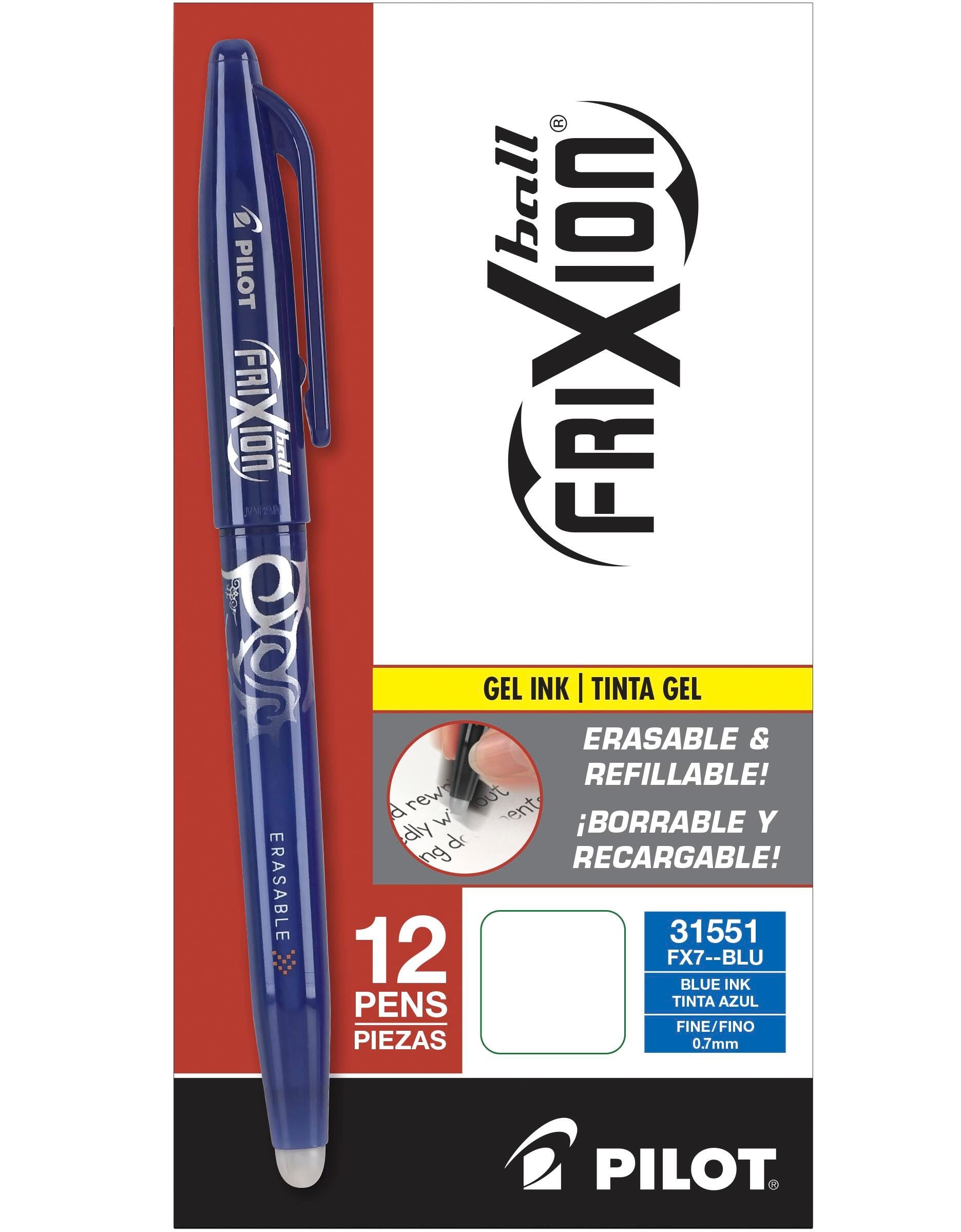 PEN FRIXION CLICKER STICK 0.7MM BLUE PACK OF 12
