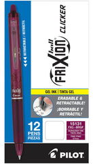 PEN FRIXION CLICKER RT 0.7MM BURGUNDY PACK OF 12