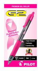 PEN PILOT G2 RT 0.7MM PINK BCA BLACK INK PACK OF 12