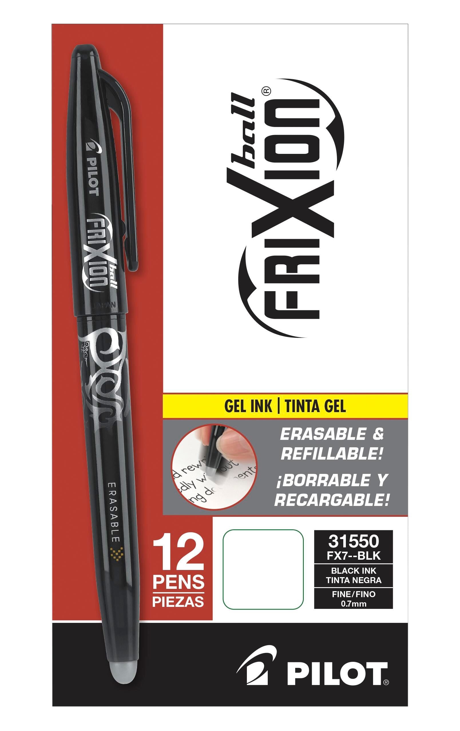 PEN FRIXION CLICKER STICK 0.7MM BLACK PACK OF 12