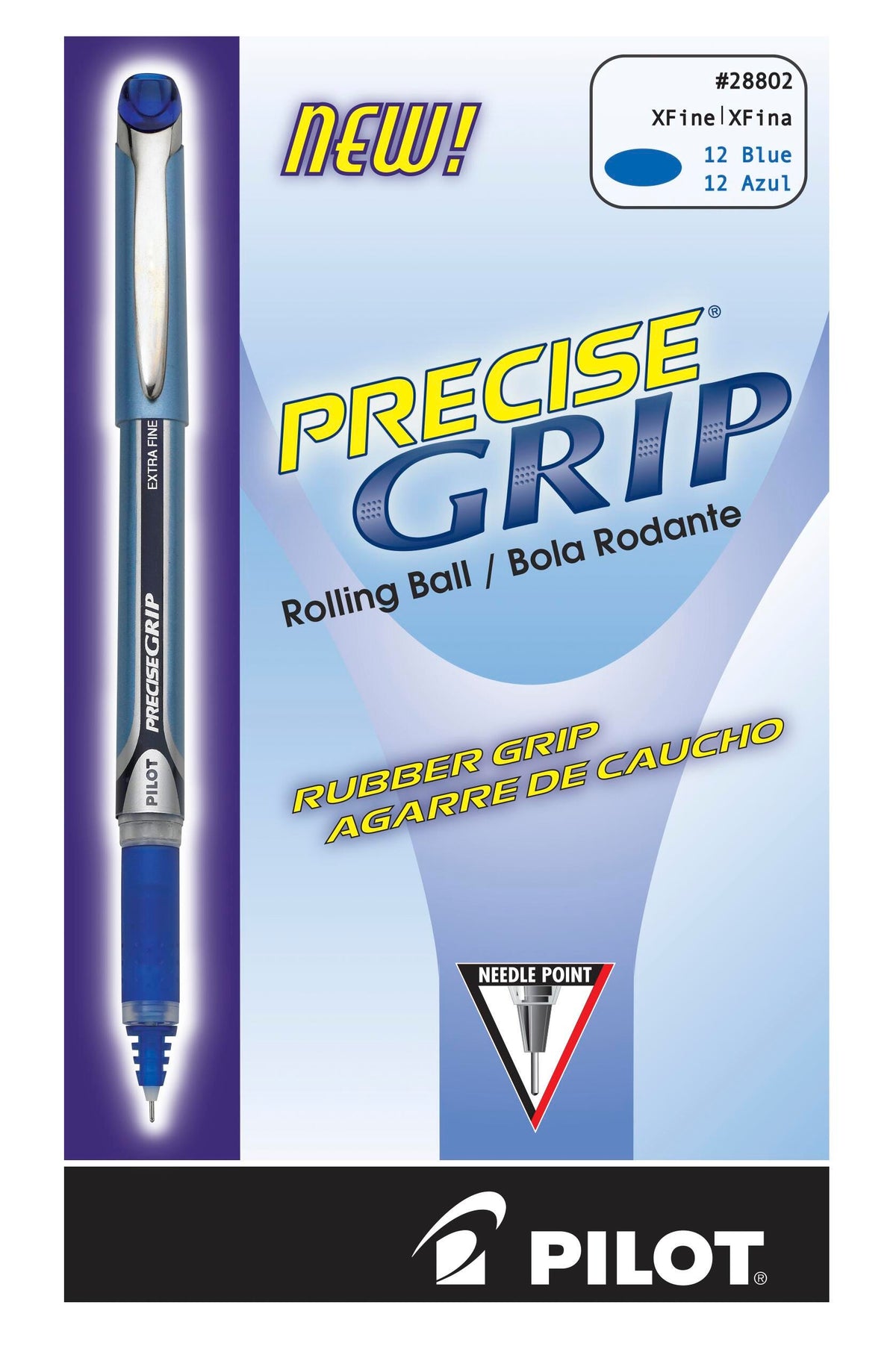PEN PRECISE GRIP STICK ROLLERBALL 0.5MM BLUE PACK OF 12