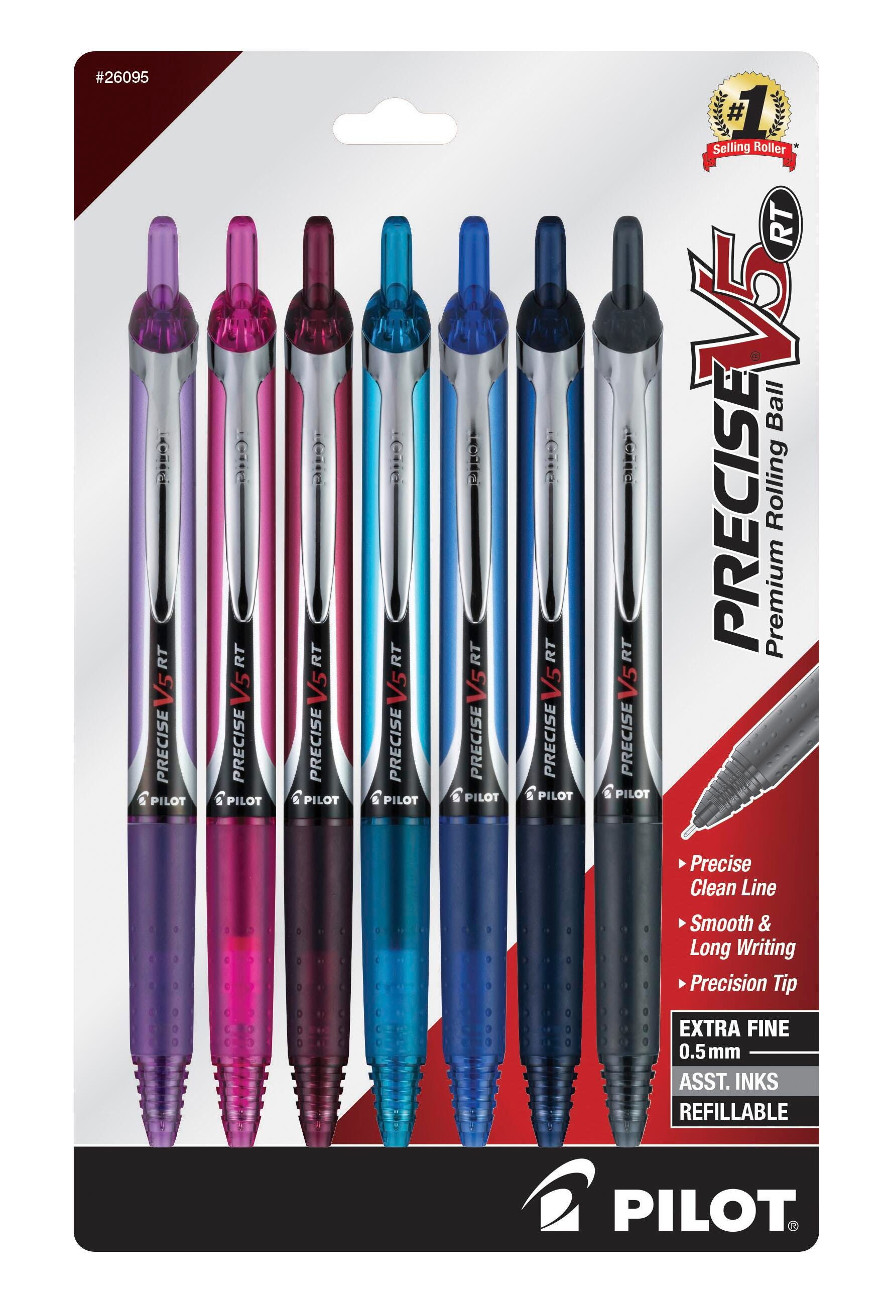 PEN PRECISE V5 RT ROLLERBALL ASST SET OF 7