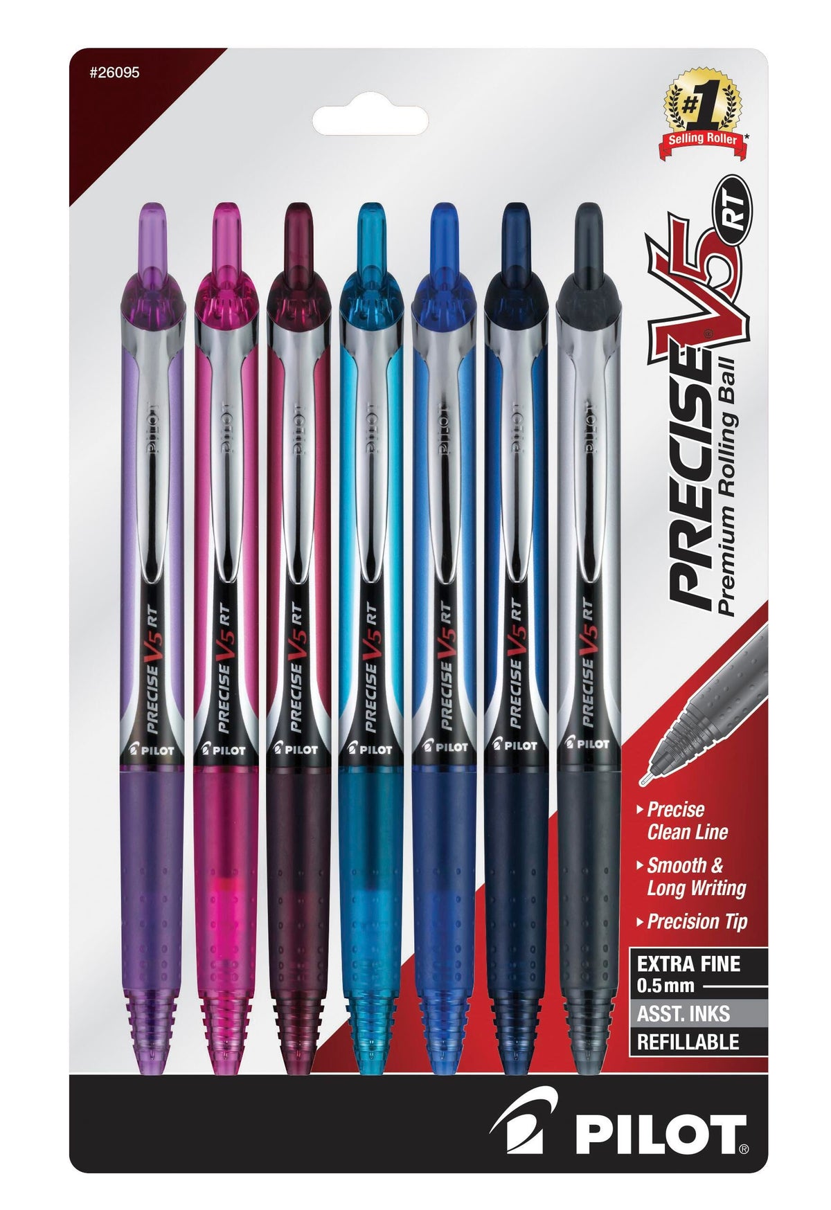 PEN PRECISE V5 RT ROLLERBALL ASST SET OF 7