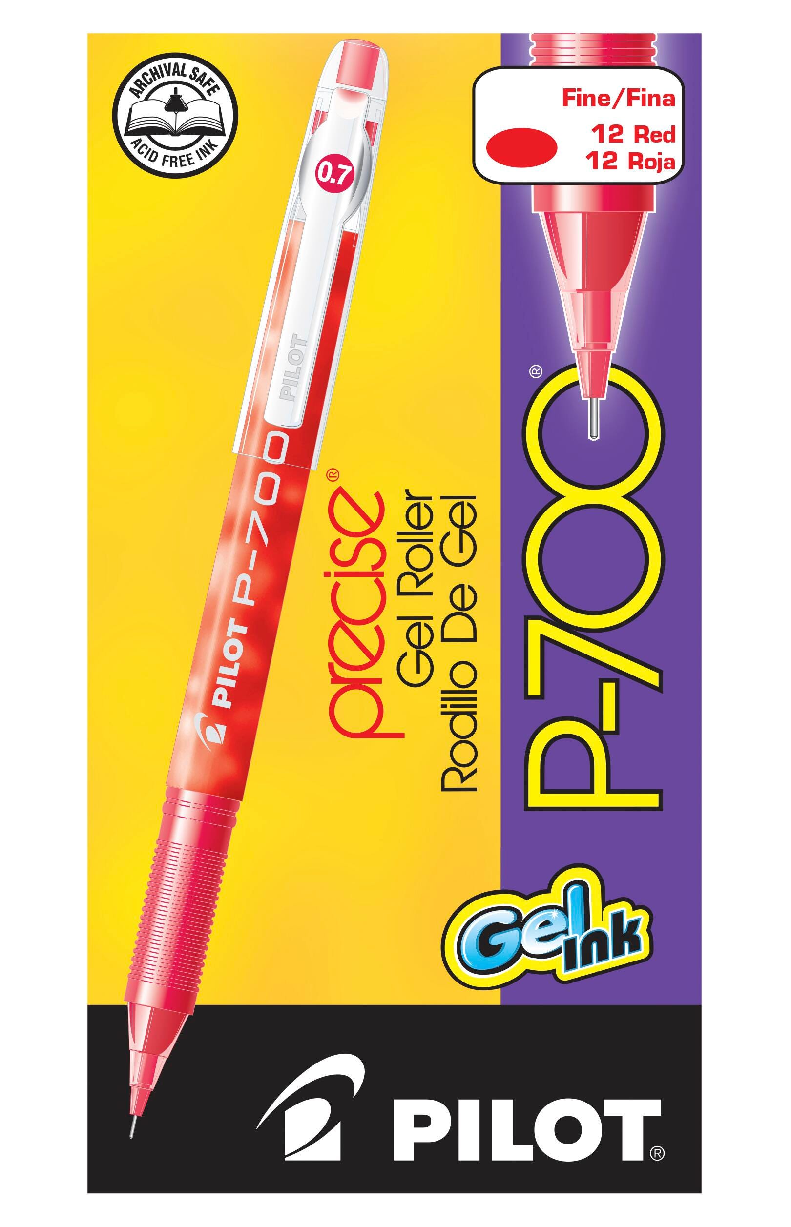 PEN PILOT P700 STICK GEL 0.7MM RED PACK OF 12