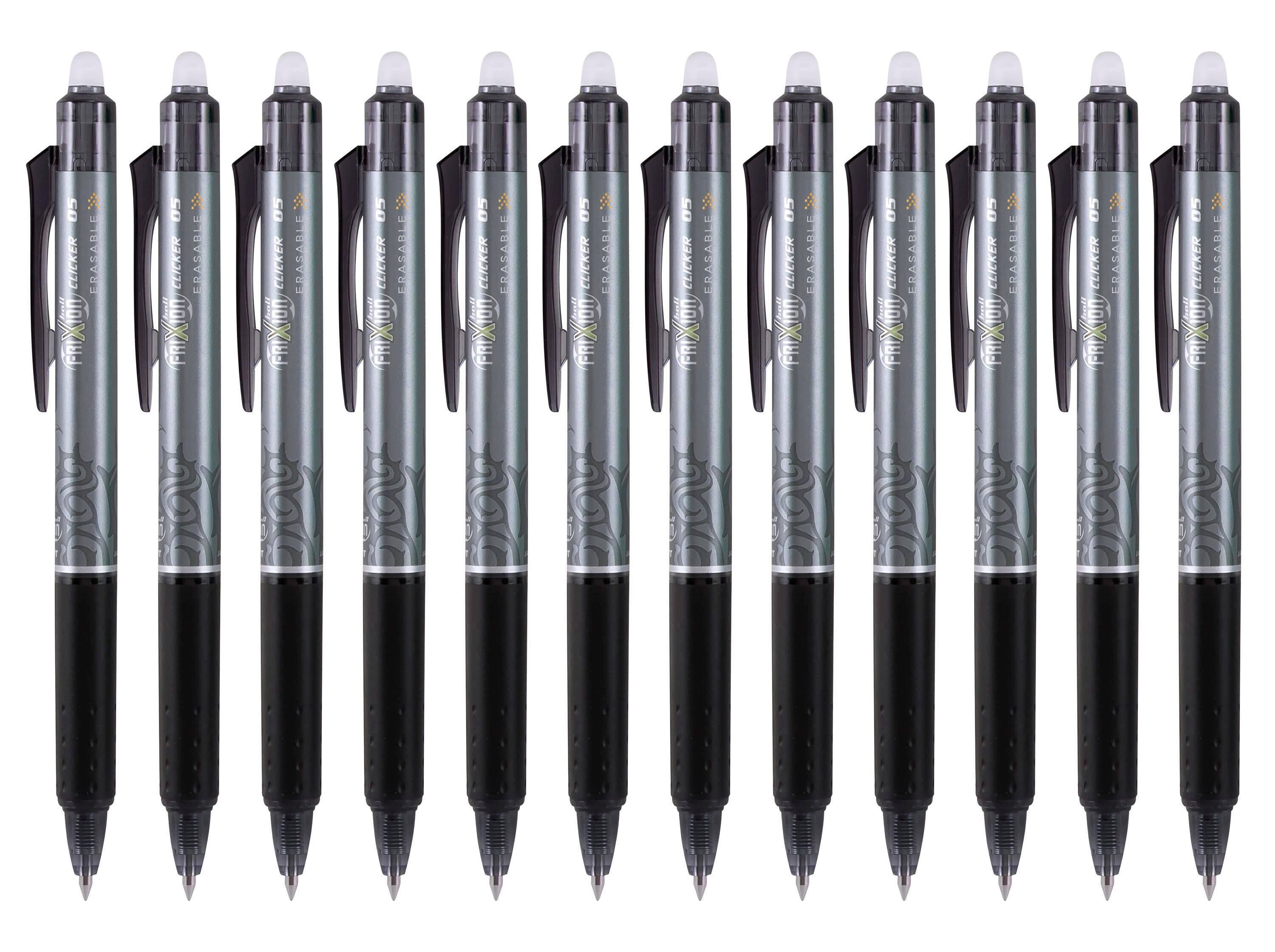 PEN FRIXION CLICKER RT 0.5MM BLACK PACK OF 12