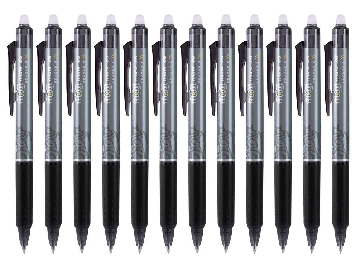PEN FRIXION CLICKER RT 0.5MM BLACK PACK OF 12
