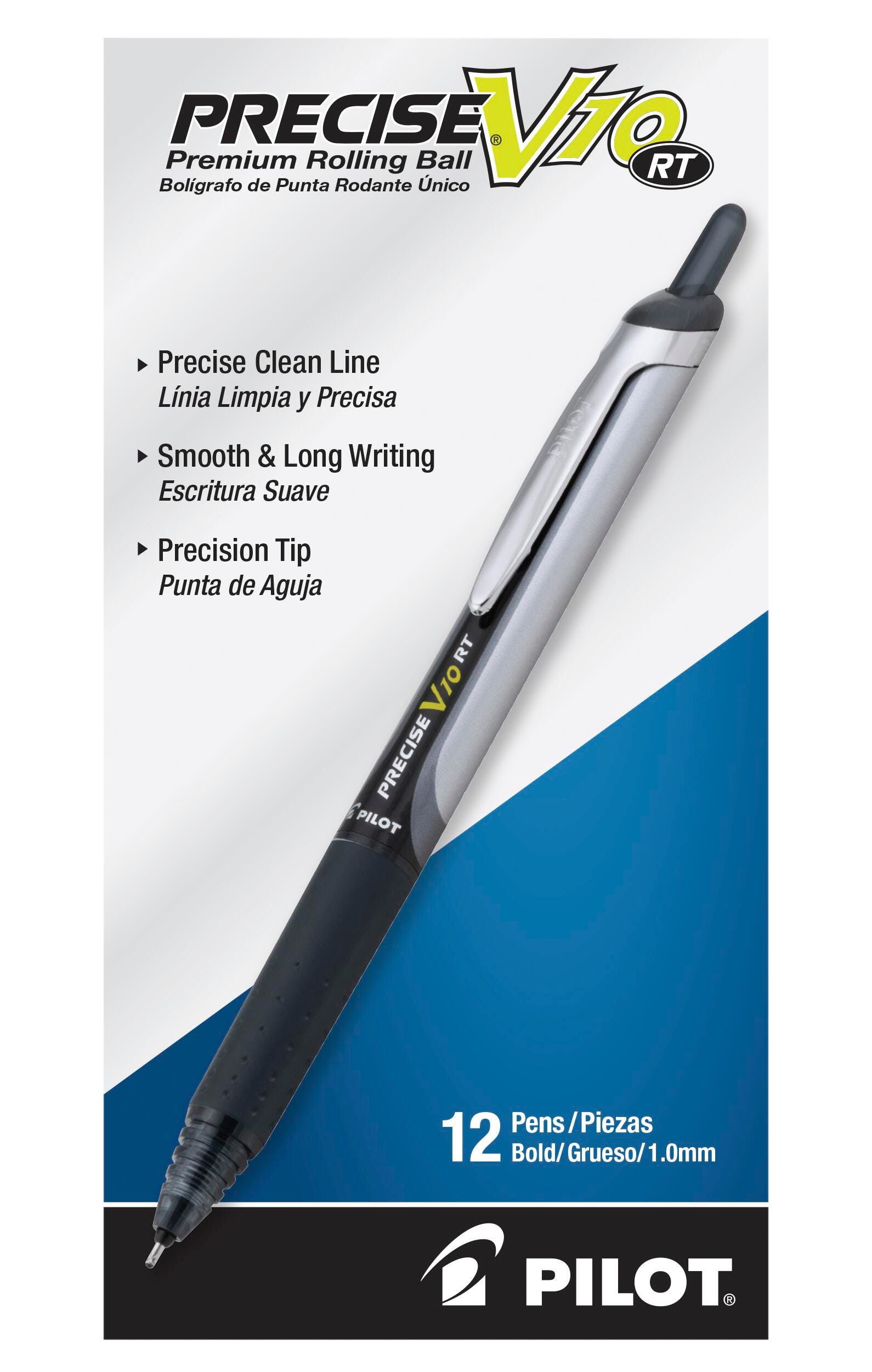 PEN PRECISE V10 RT ROLLERBALL BLACK PACK OF 12