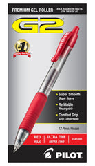 PEN PILOT G2 RT 0.38MM RED PACK OF 12