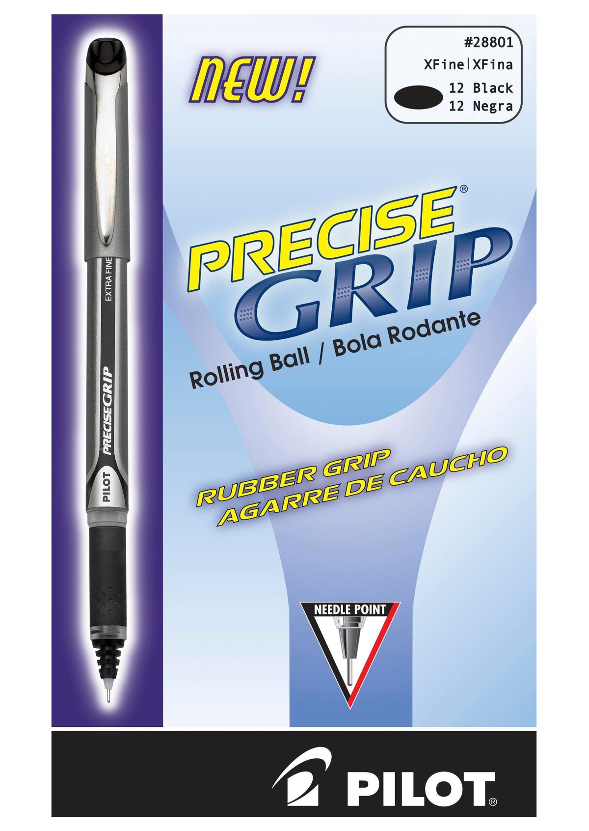 PEN PRECISE GRIP STICK ROLLERBALL 0.5MM BLACK PACK OF 12
