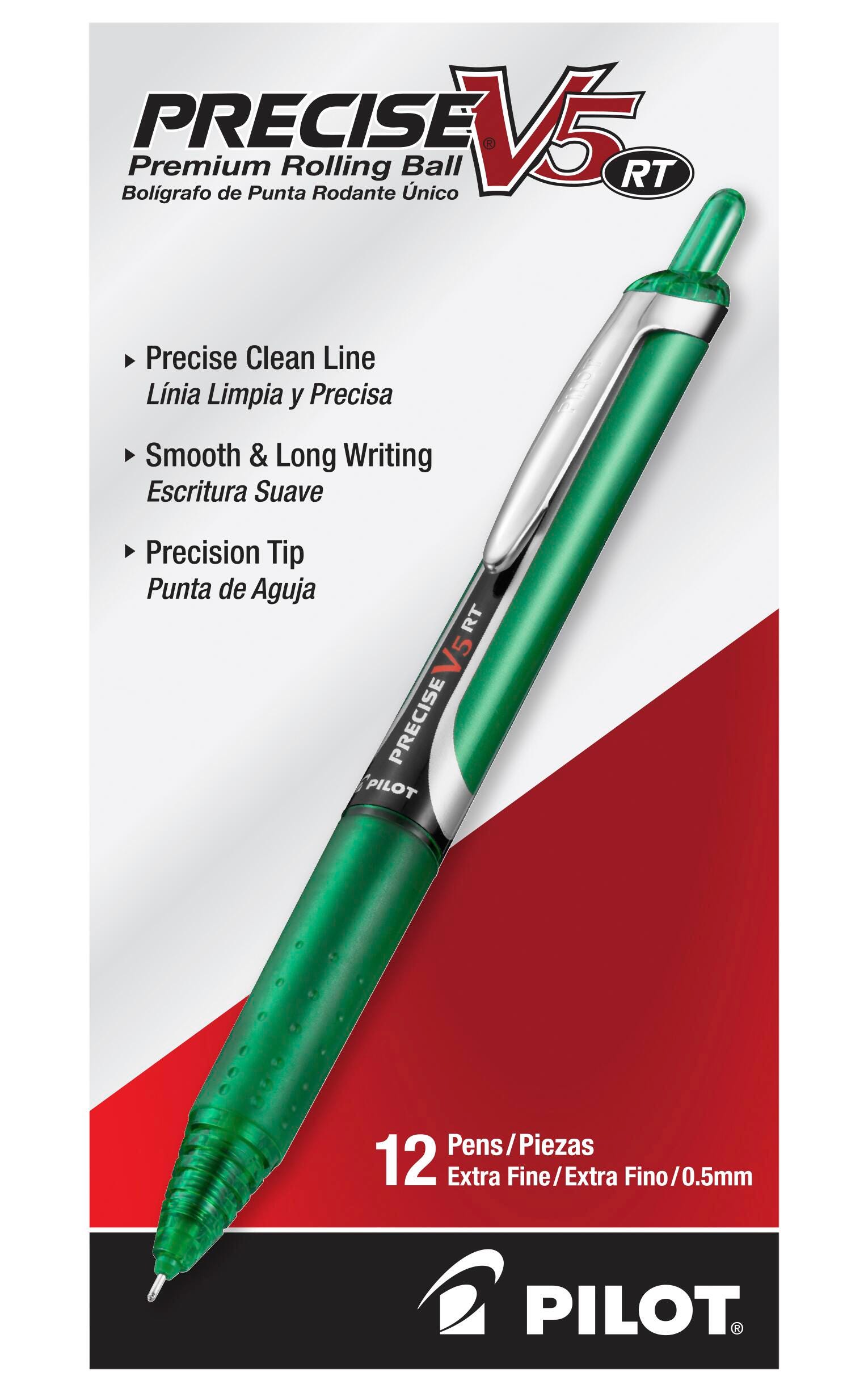 PEN PRECISE V5 RT ROLLERBALL GREEN PACK OF 12