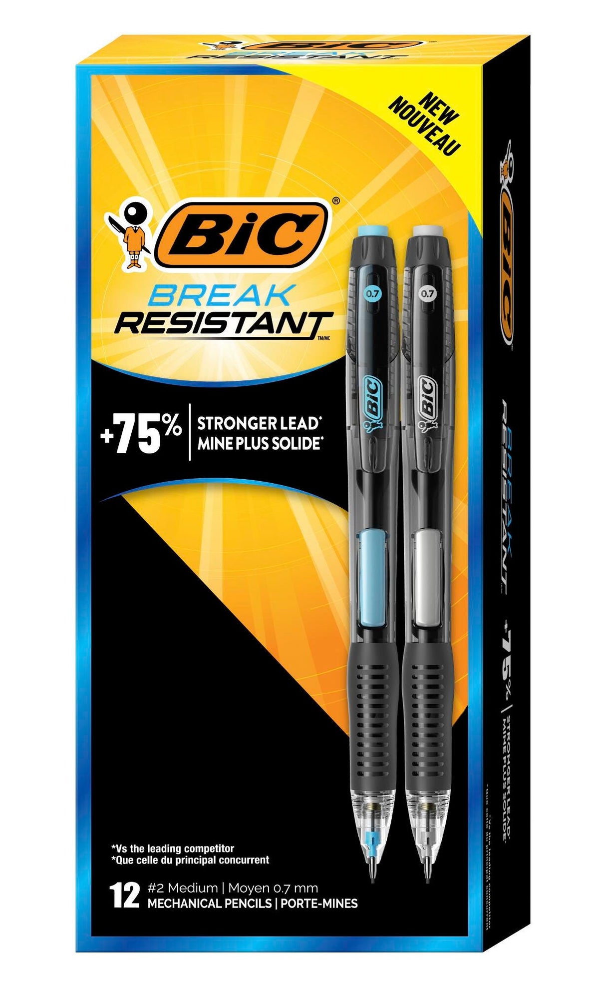 PENCIL MECHANICAL BIC BREAK RESISTANT 0.7MM PACK OF 12