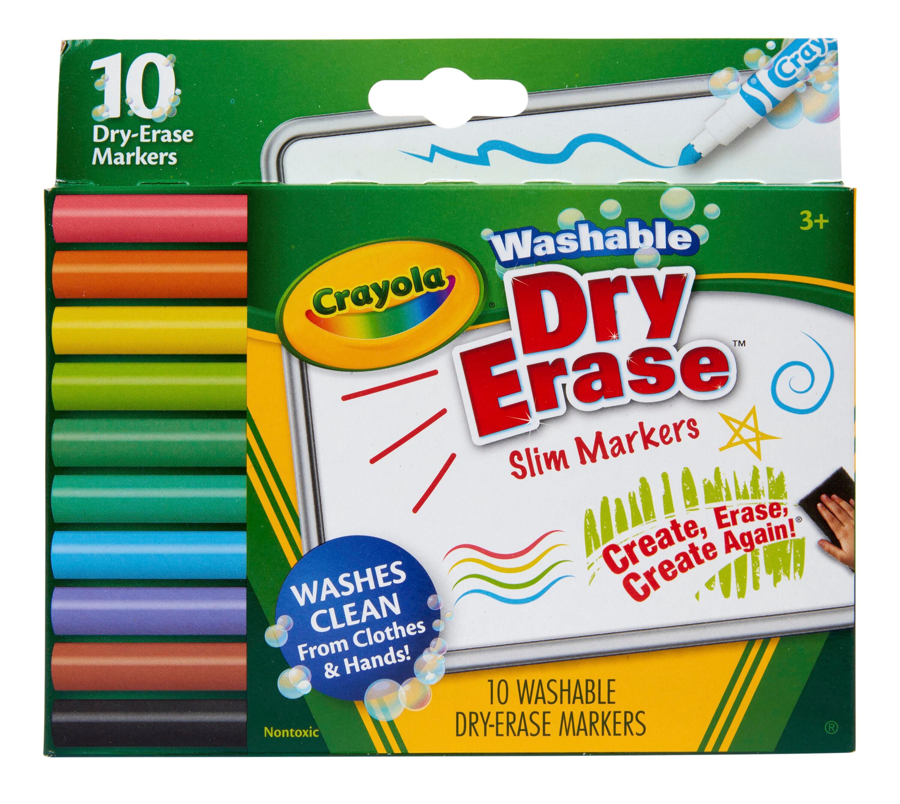 MARKER DRY ERASE SLIM CRAYOLA WASHABLE ASST SET OF 10