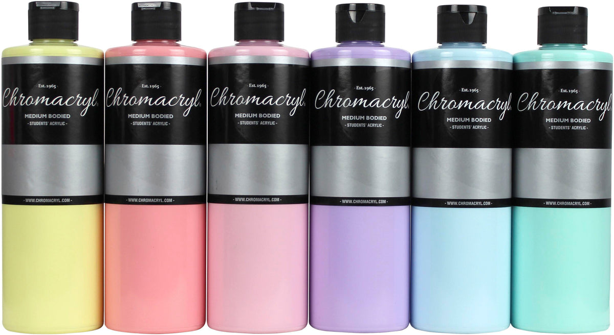 PAINT ACRYLIC STUDENTS CHROMACRYL PINTS ASST PASTEL COLORS SET OF 6