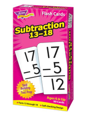 FLASH CARDS 13-18 SUBTRACTION 3X6 IN 99 CARDS