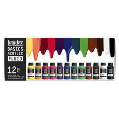 PAINT ACRYLIC LIQUITEX BASICS FLUID 4 OZ SET OF 12