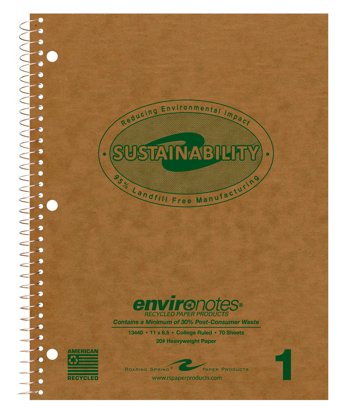 PAPER NTBK ENVIRO SUST 8.5 X 11 IN 70 SHT