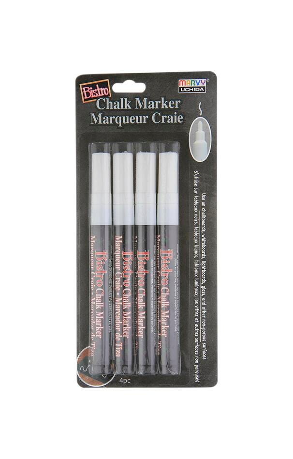 CHALK MARKER MARVY FINE TIP WHITE PACK OF 4
