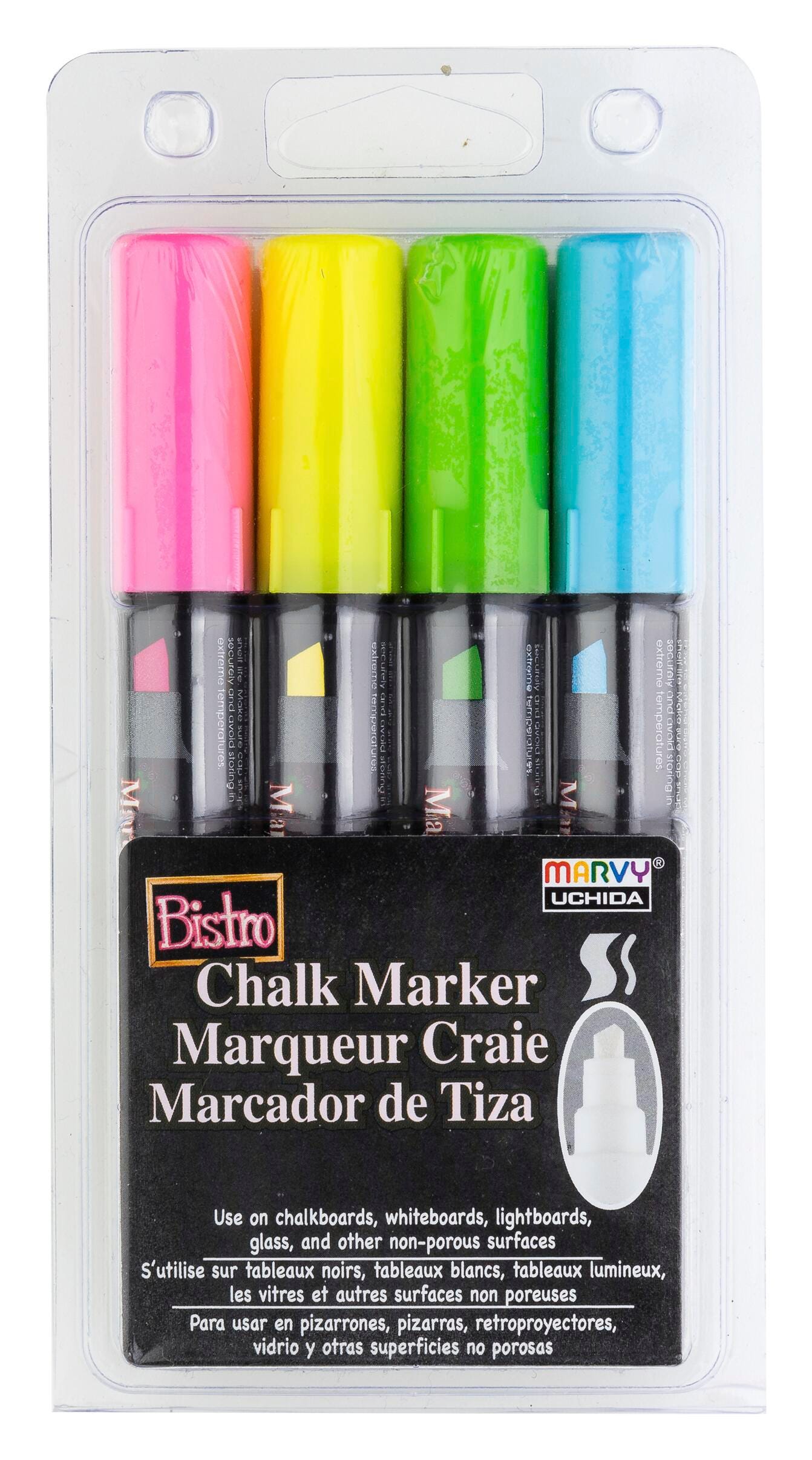CHALK MARKER MARVY 6MM CHISEL TIP ASST SET OF 4