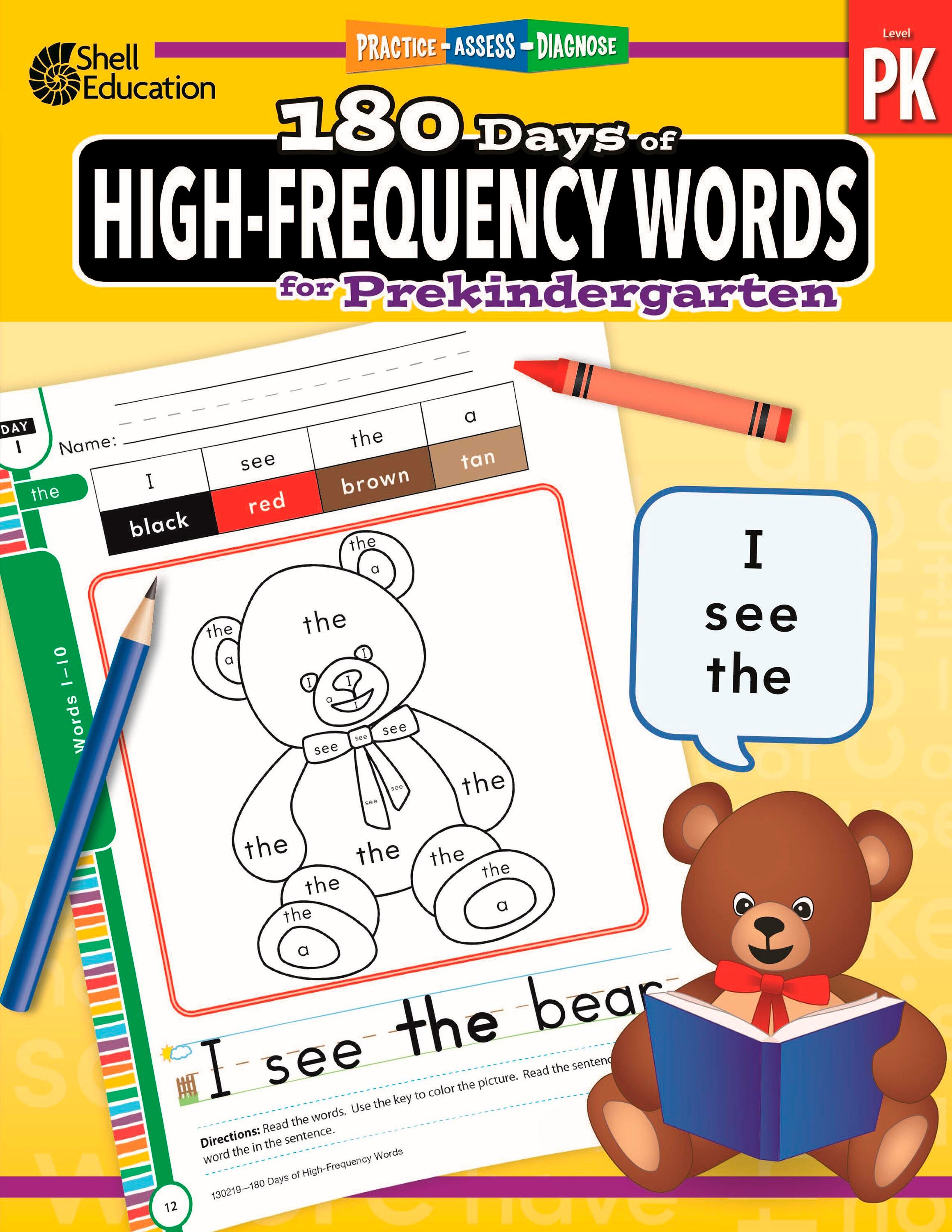 WORKBOOK 180 DAYS OF HIGH-FREQUENCY WORDS GRADE PREK