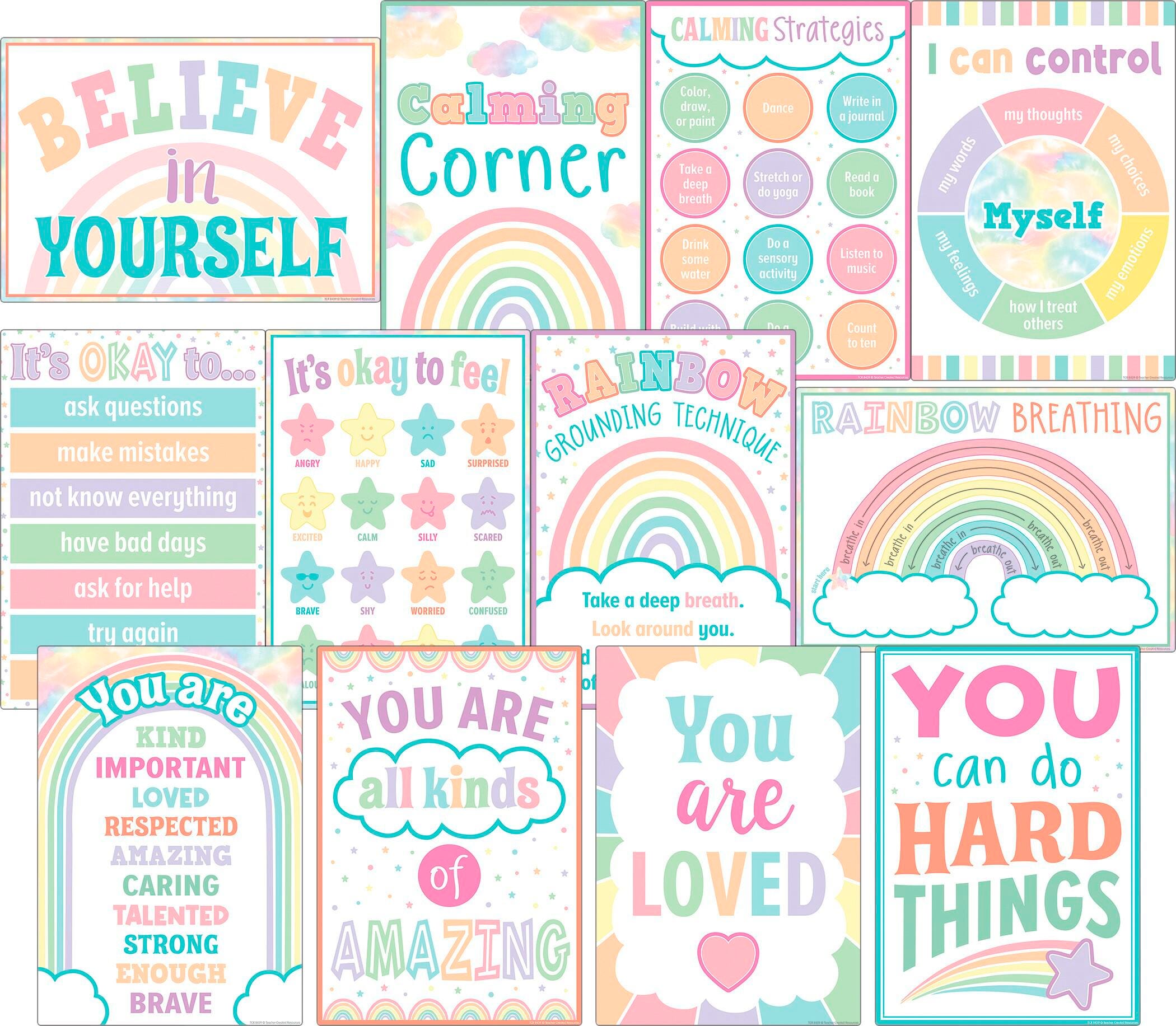 POSTERS CALMING STRATEGIES PASTEL POP PACK OF 12