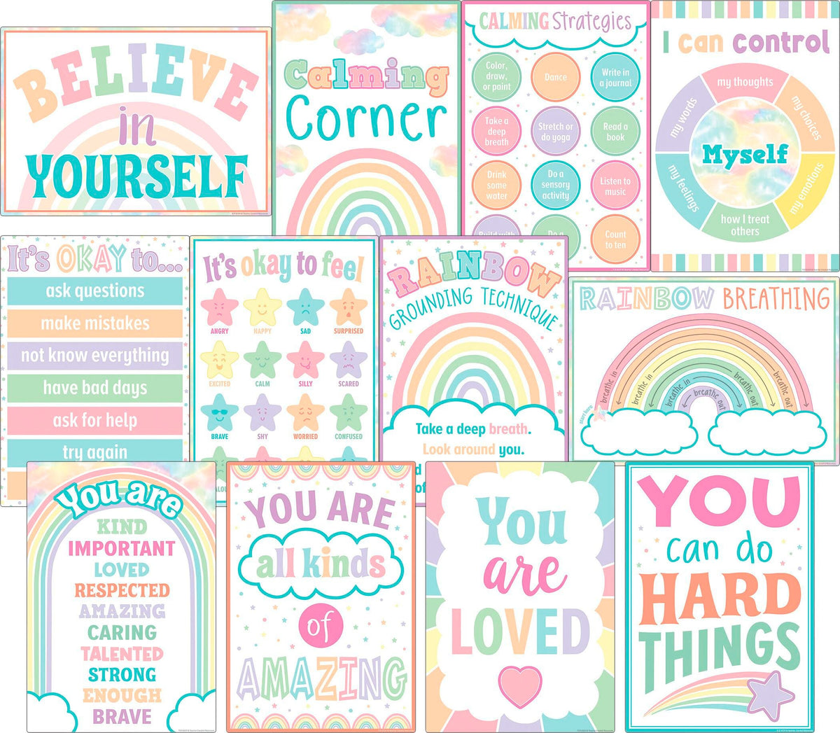 POSTERS CALMING STRATEGIES PASTEL POP PACK OF 12
