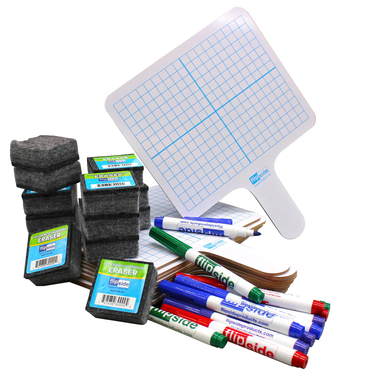 DRY ERASE CLASS PACK WITH GRAPH/PLAIN ANSWER PADDLE ASST MARKERS SET OF 36