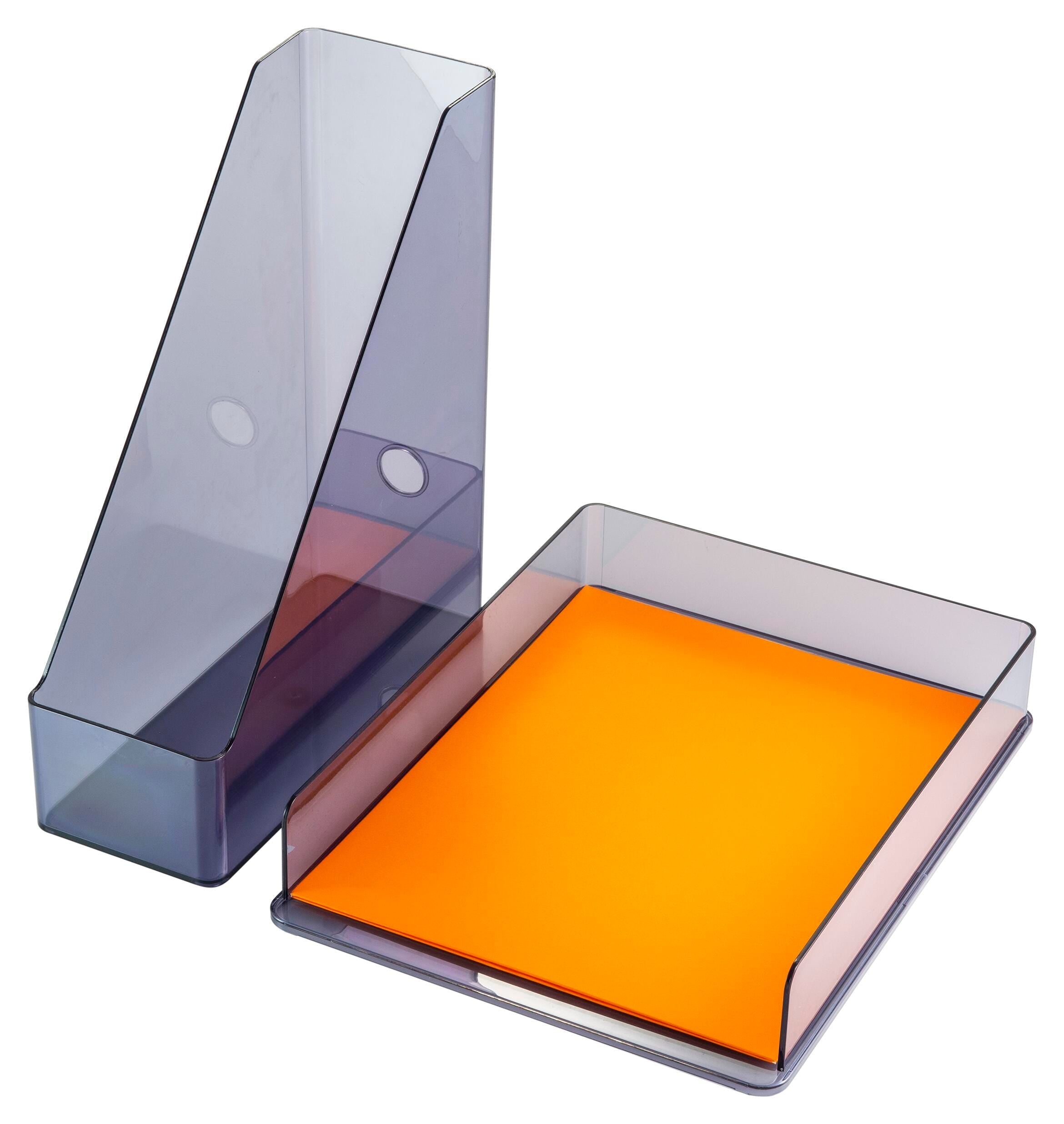 DESKTOP SET OFFICEMATE LETTER TRAY AND MAGAZINE FILE GRAY SET OF 2