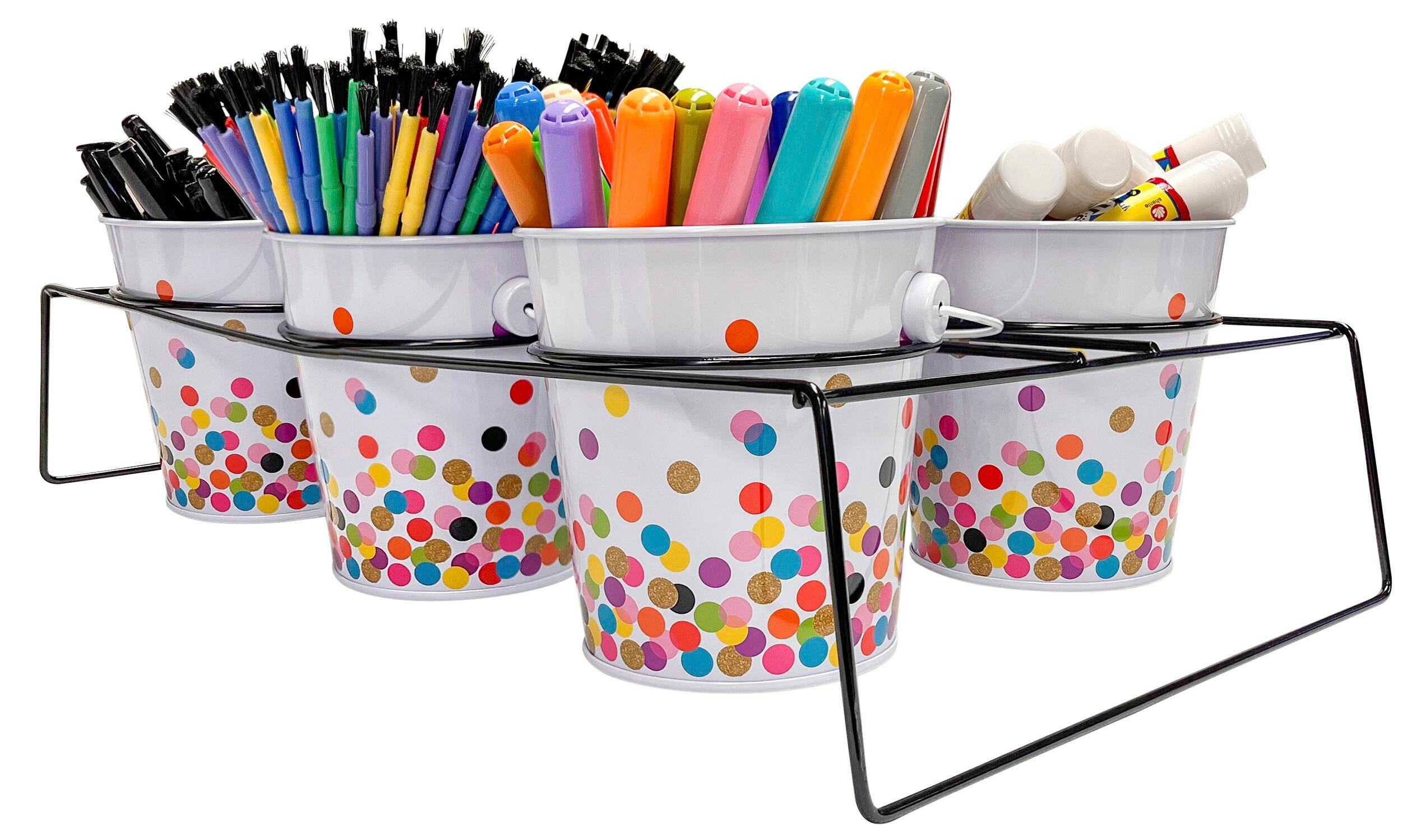 CADDY BUCKET CLASSROOM W/RACK CONFETTI SET OF 6