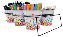 CADDY BUCKET CLASSROOM W/RACK CONFETTI SET OF 6
