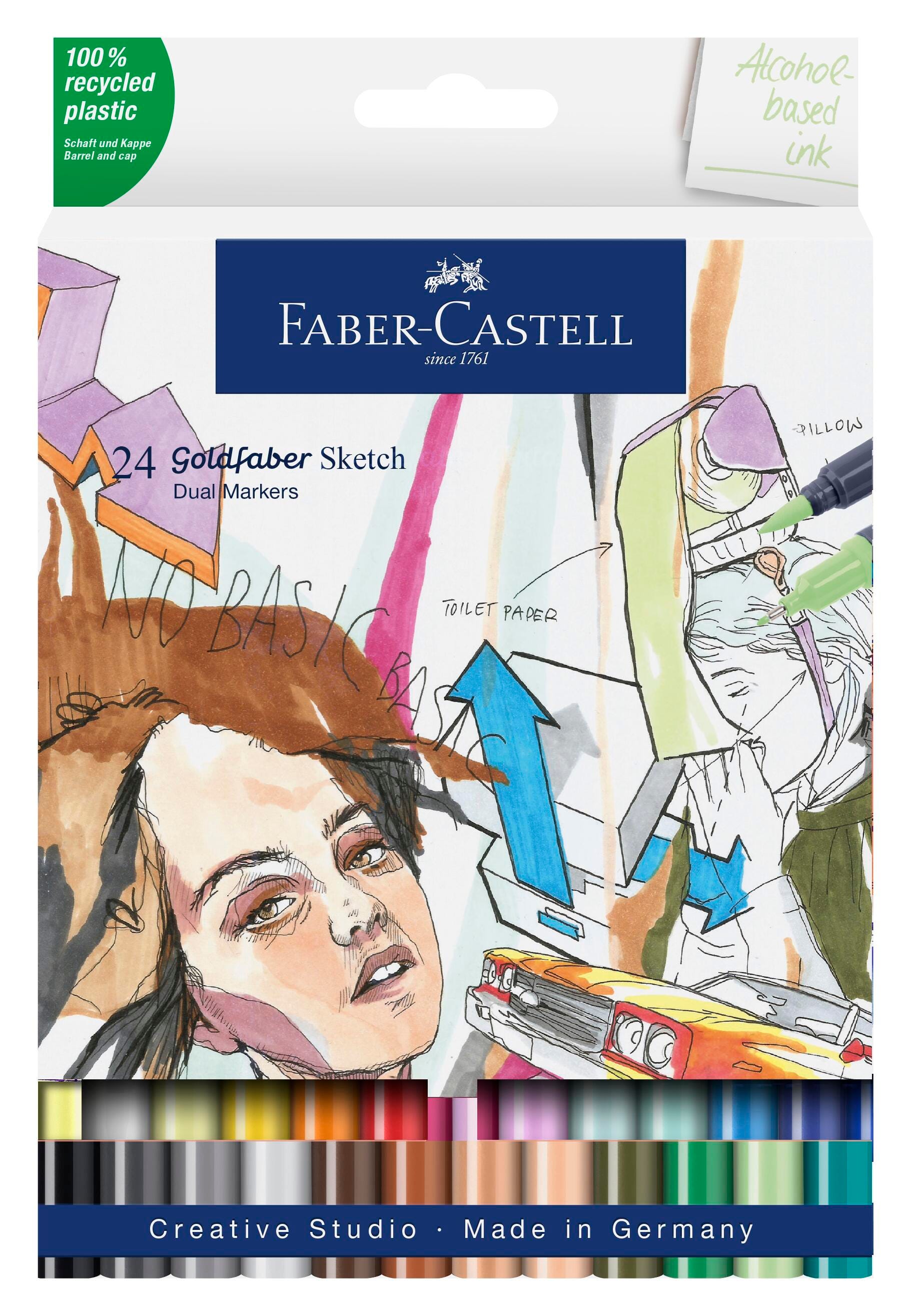 MARKERS FABER-CASTELL GOLDFABER ALCOHOL DUAL END ASST SKETCH SET OF 24
