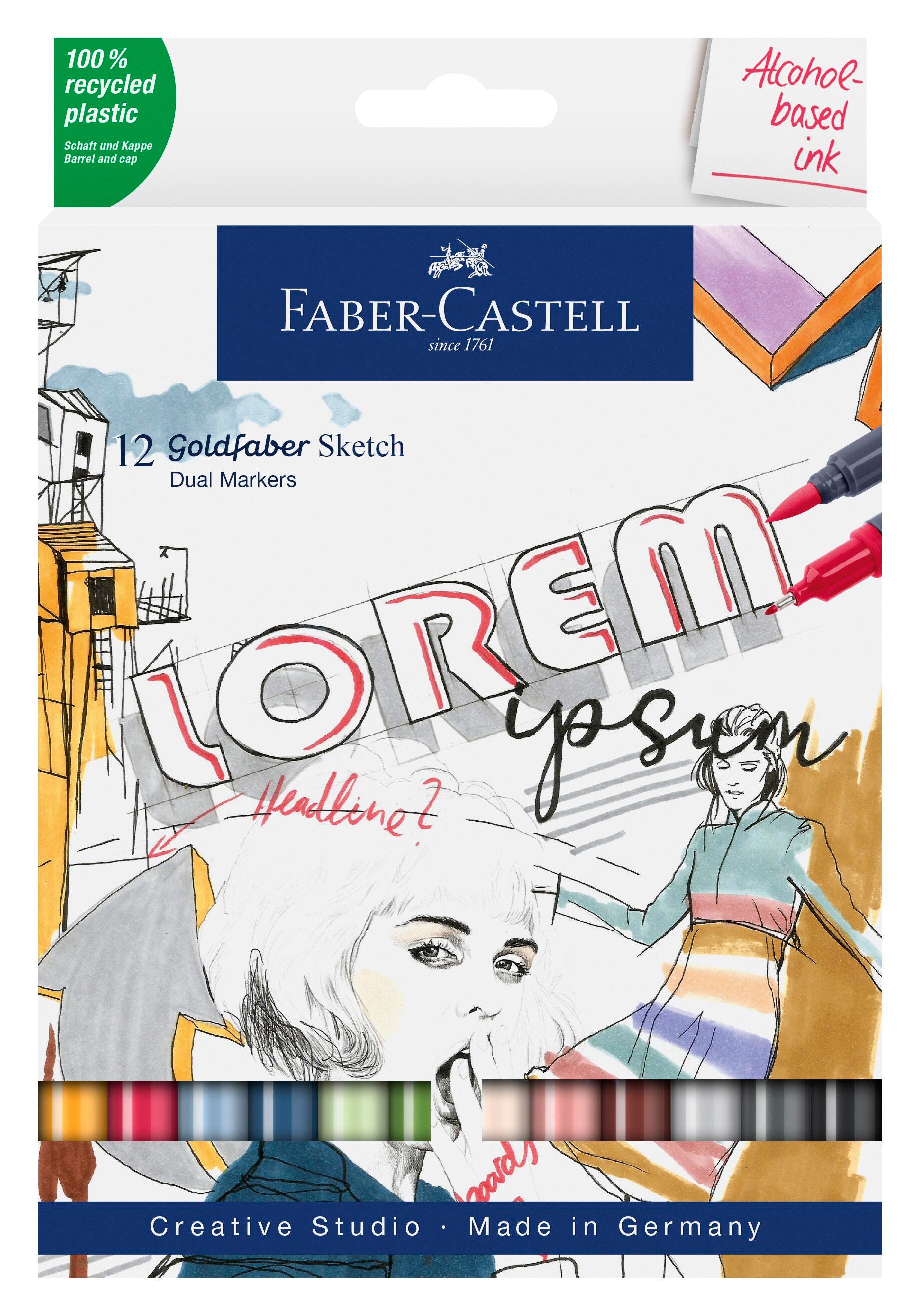 MARKERS FABER-CASTELL GOLDFABER ALCOHOL DUAL END ASST SKETCH SET OF 12