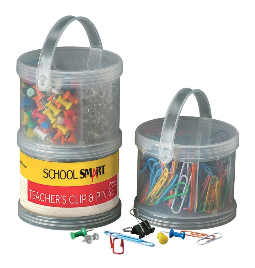 CLIPS/PINS TEACHER SET/3 TUBS - SCHOOL SMART