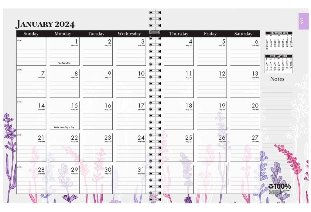 PLANNER SPIRAL ACADEMIC 12 MONTH 8.5X11 IN WILDFLOWER JAN-DEC 2025
