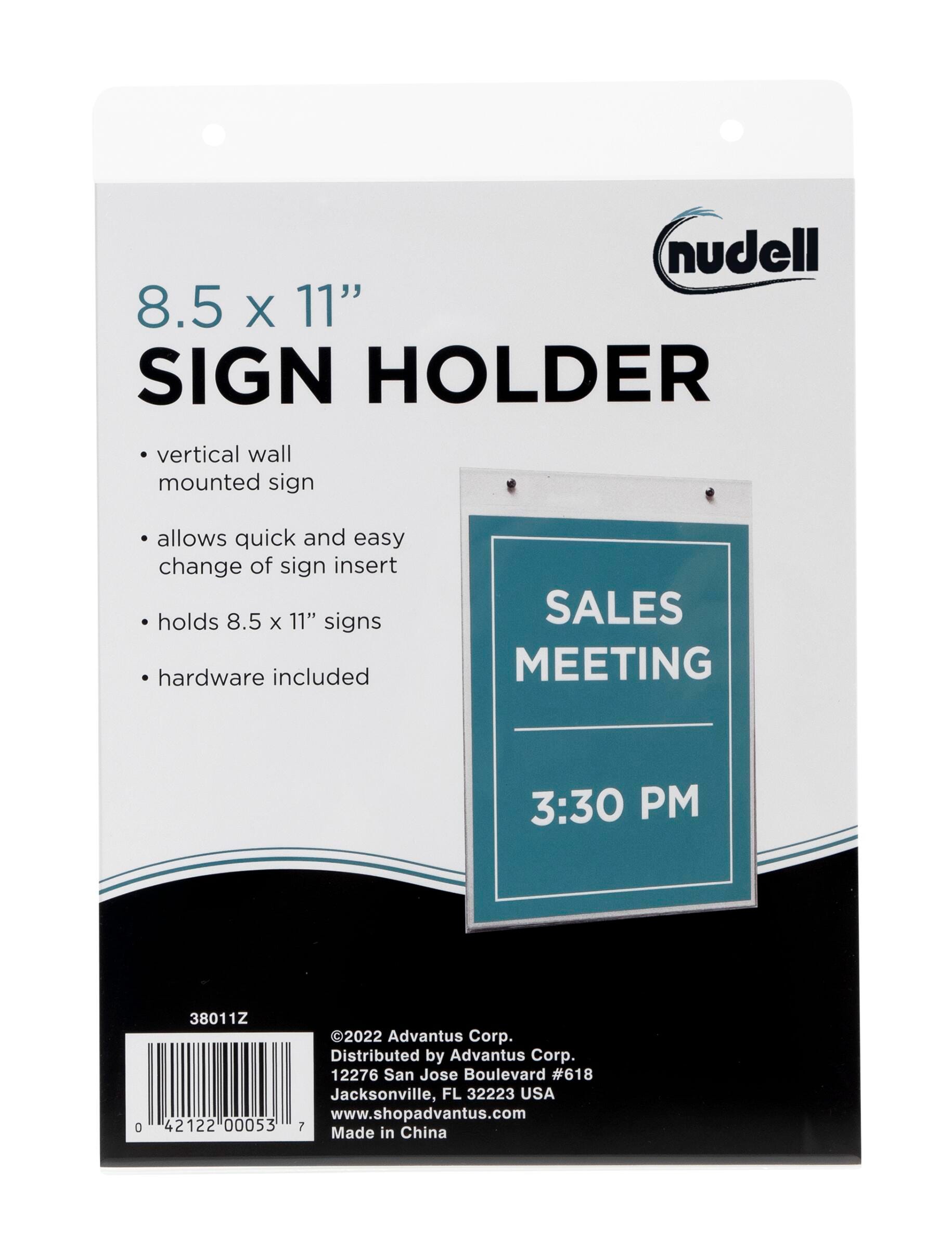 FRAME SIGN HOLDER WALL MOUNTED VERTICAL 8.5X11