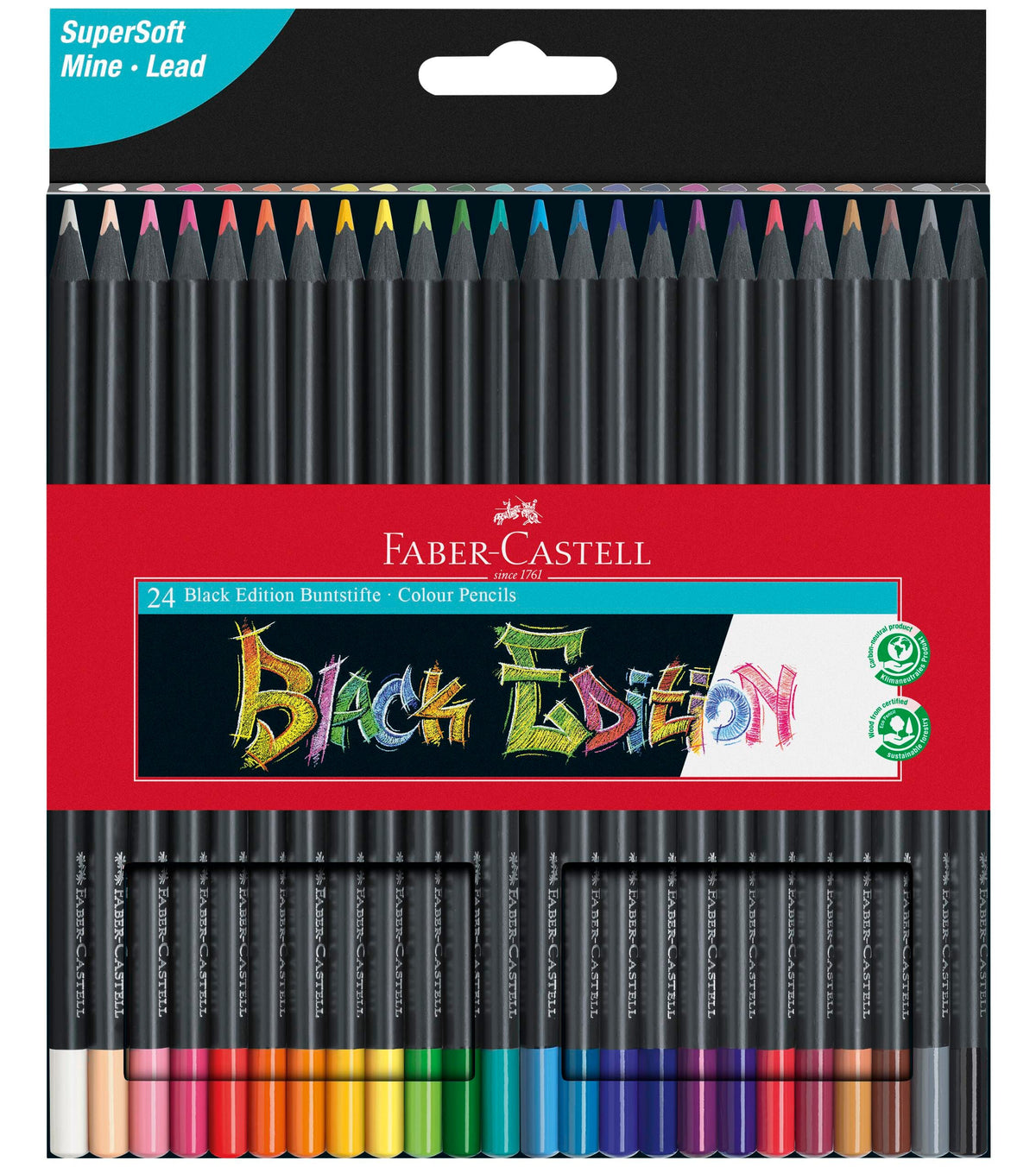 PENCILS COLORED FABER CASTELL BLACK EDITION ASST COLORS SET OF 24