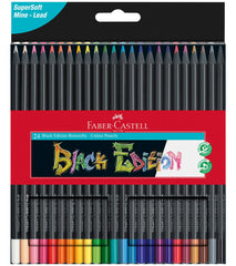 PENCILS COLORED FABER CASTELL BLACK EDITION ASST COLORS SET OF 24