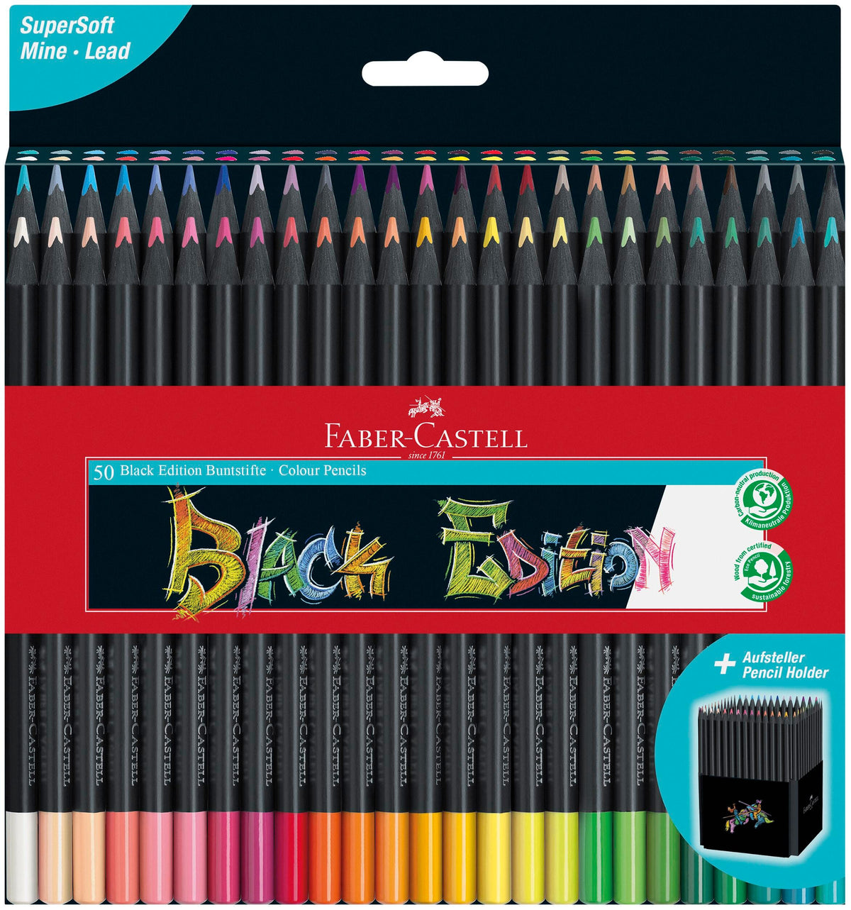 PENCILS COLORED FABER CASTELL BLACK EDITION ASST COLORS SET OF 50