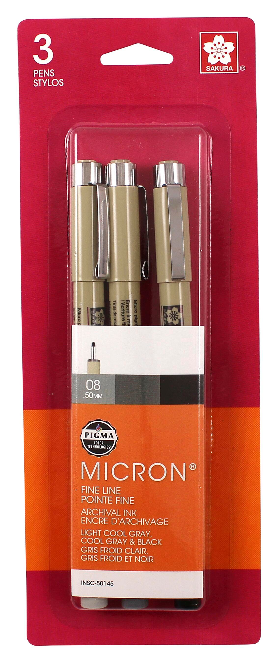 PEN PIGMA MICRON GRAY AND BLACK 08 PACK OF 3