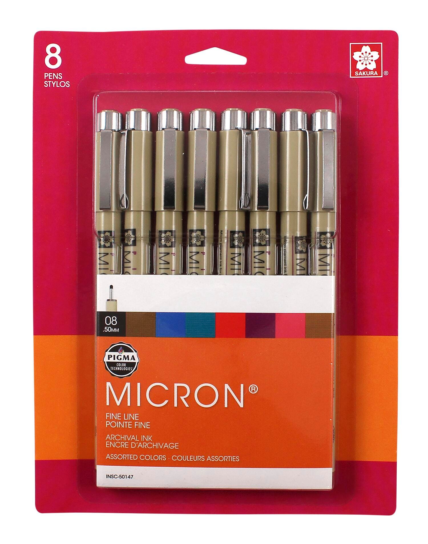 PENS PIGMA MICRON 08 ASST COLORS SET OF 8