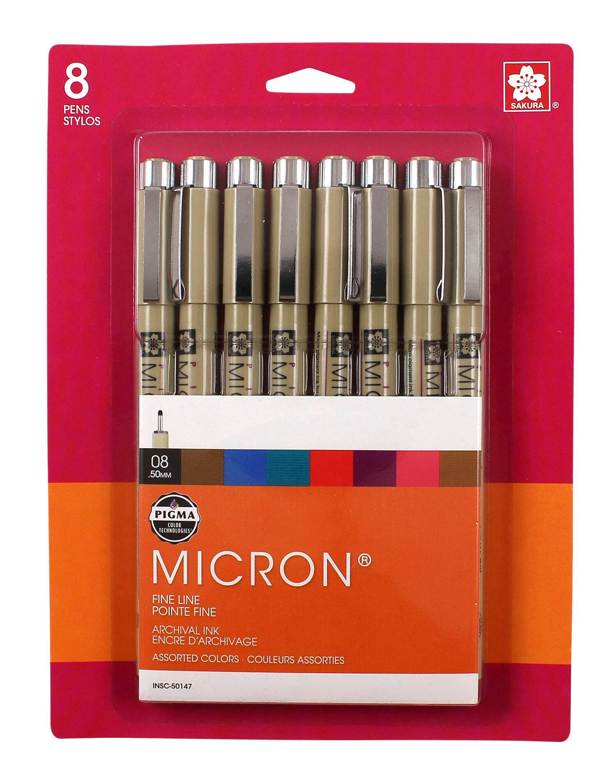 PENS PIGMA MICRON 08 ASST COLORS SET OF 8