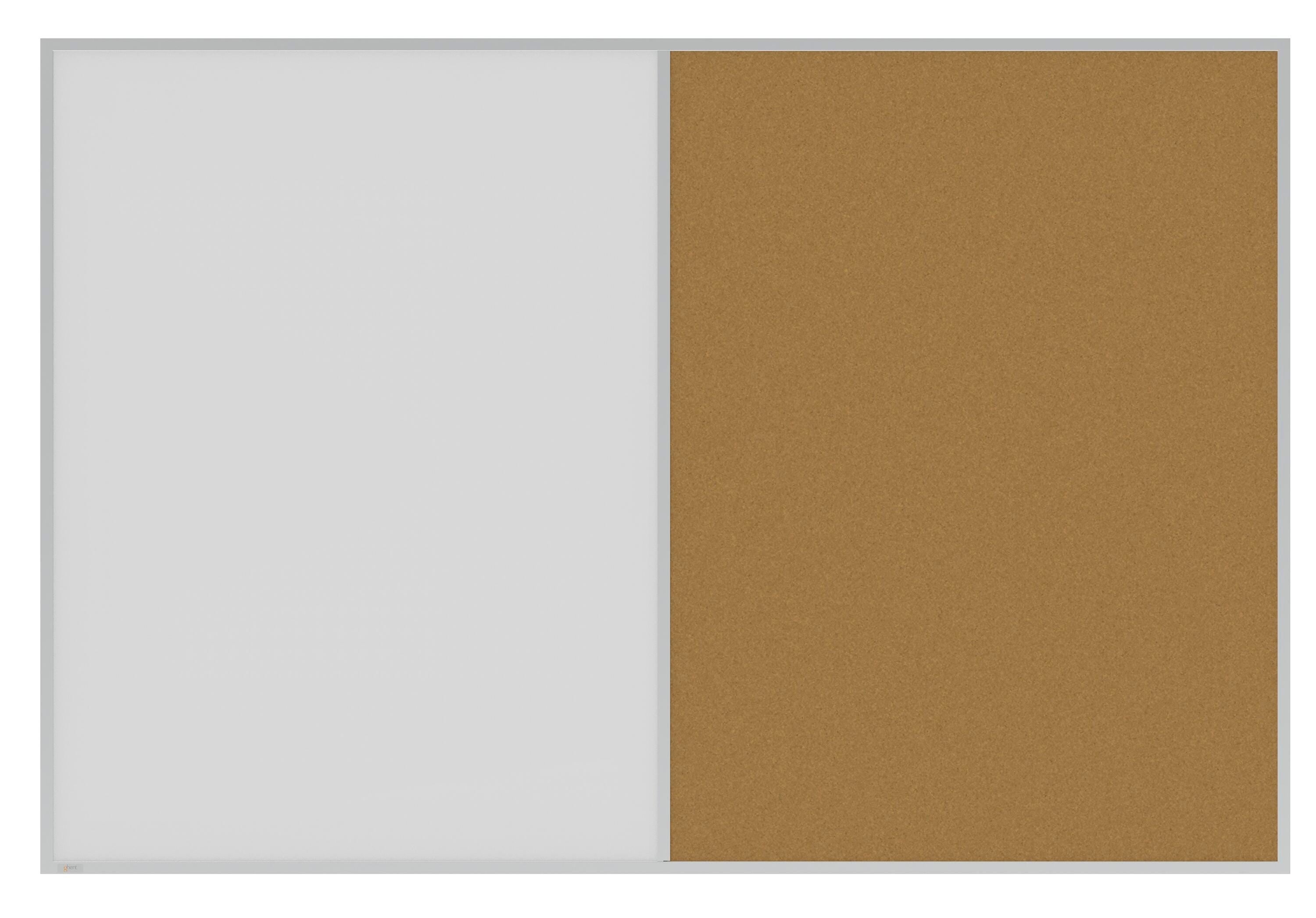 COMBINATION BOARD - GHENT - WHITEBOARD CORKBOARD COMBO - ALUMINUM FRAME - NON-MAGNETIC - 4 H X 6 W FT