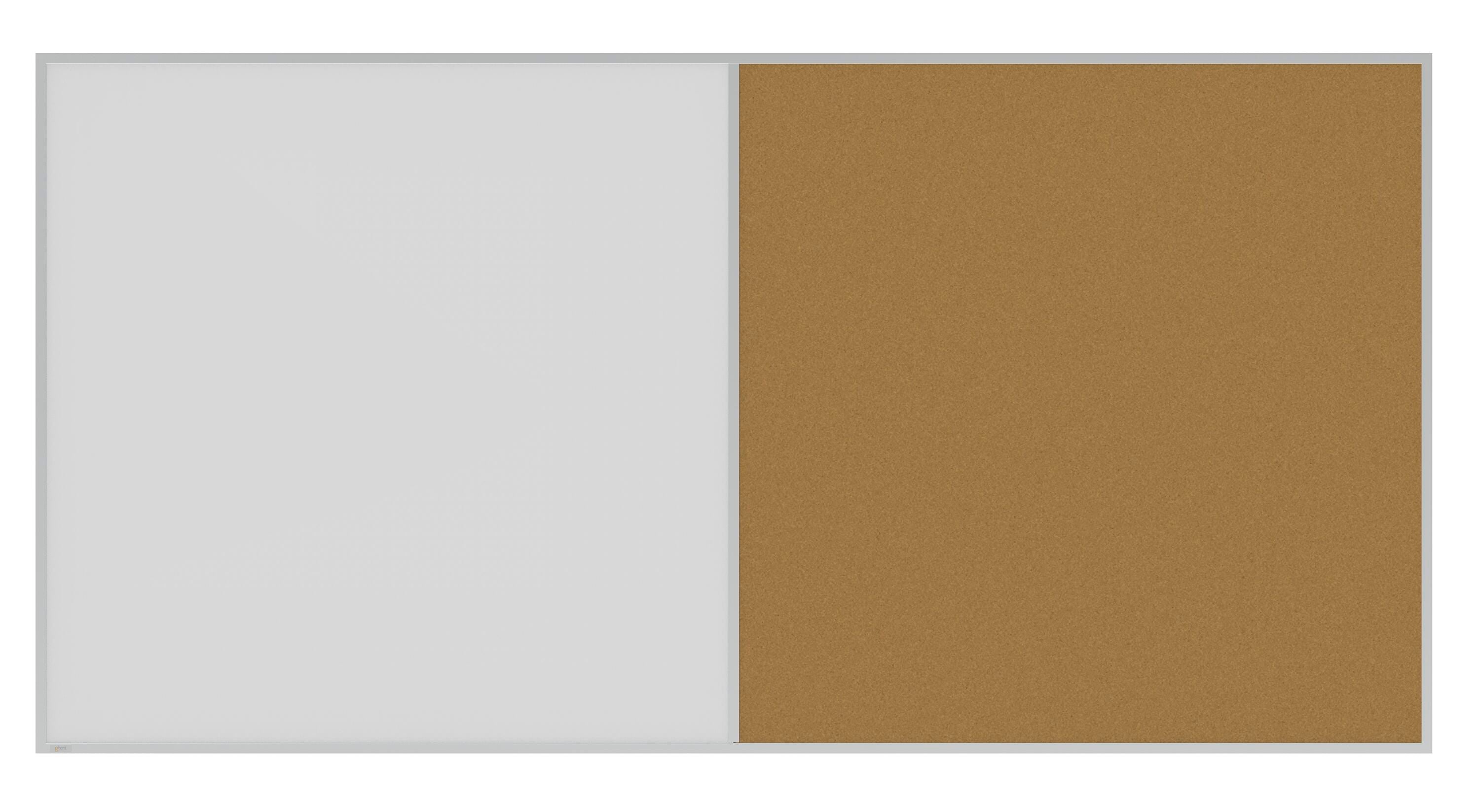 COMBINATION BOARD - GHENT - WHITEBOARD CORKBOARD COMBO - ALUMINUM FRAME - NON-MAGNETIC - 4 H X 8 W FT